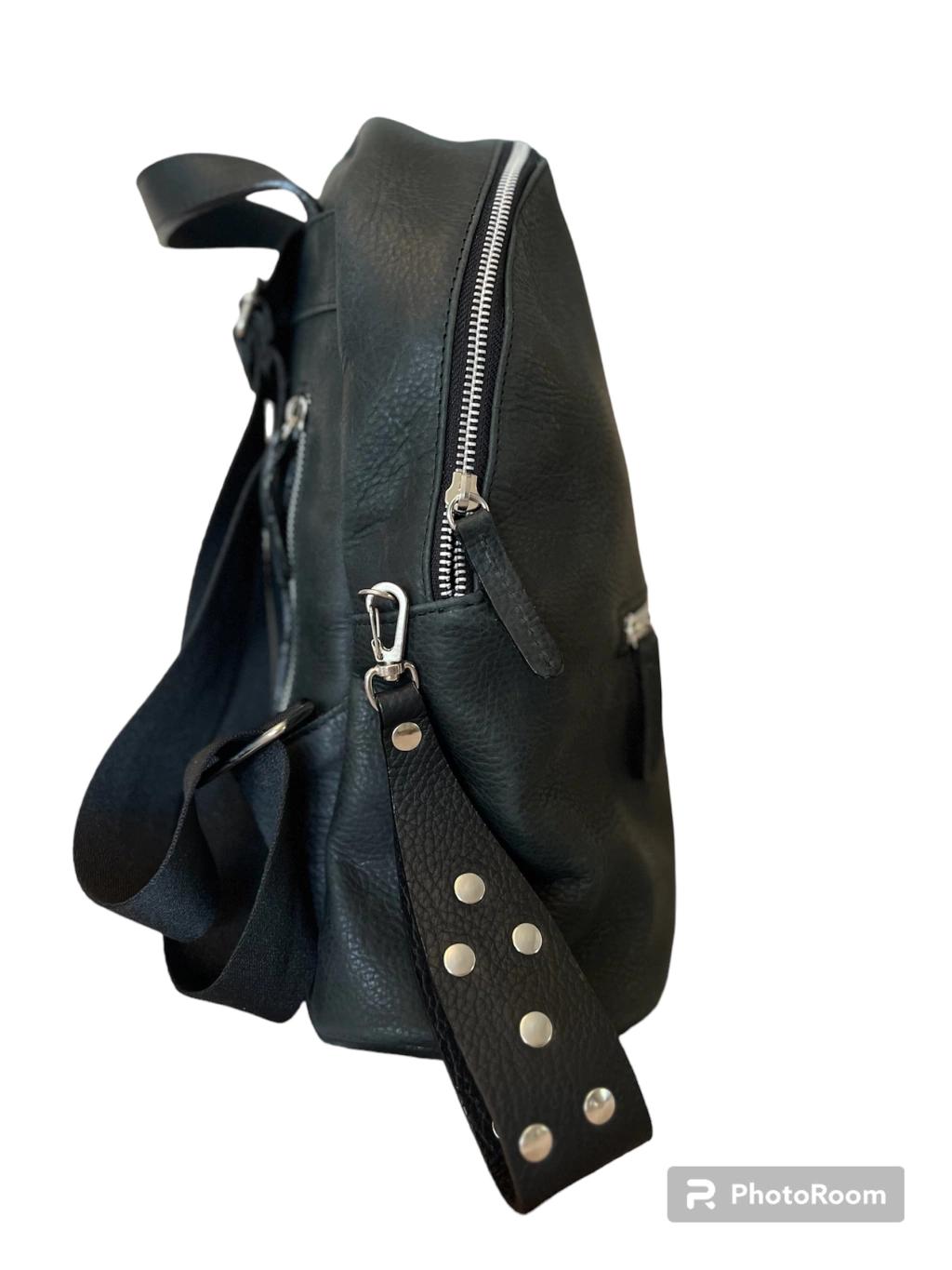 Mochila Venecia de cuero Negro - miniatura 3